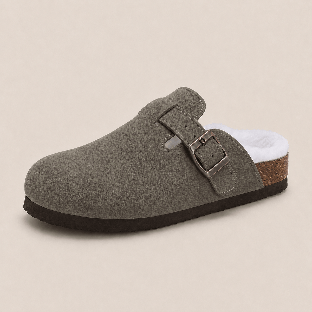 Fur-lined Suede Clogs by Qomfort