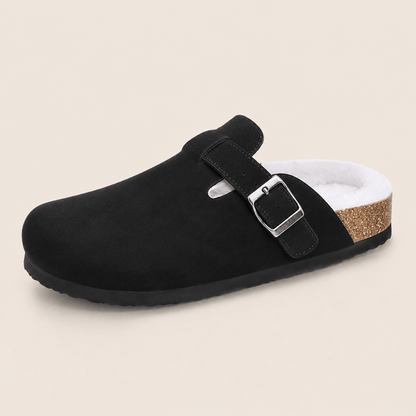 Fur-lined Suede Clogs by Qomfort