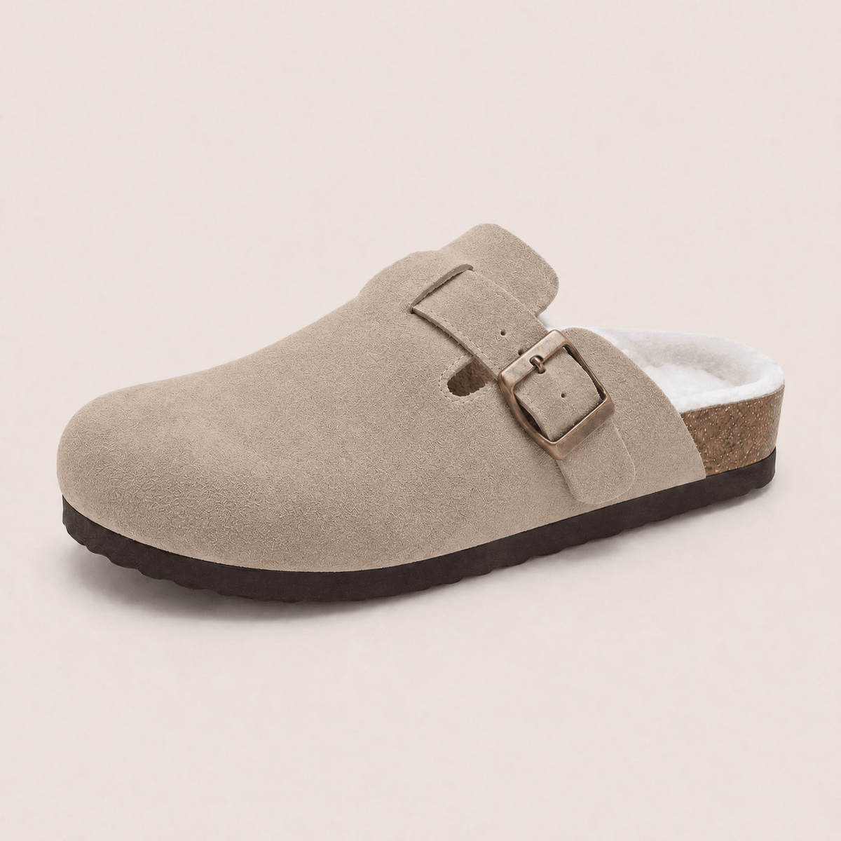 Fur-lined Suede Clogs by Qomfort