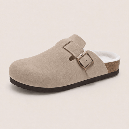 Fur-lined Suede Clogs by Qomfort