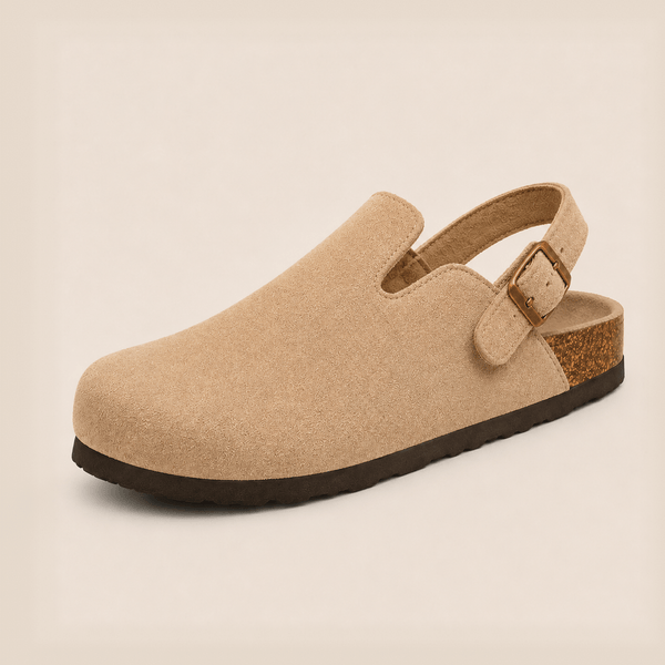 Authentic Suede Backstrap Clogs from Qomfort